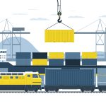 Loading,Containers,On,A,Freight,Train,In,The,Port,From